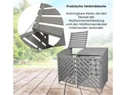 Monstershop Mülltonnenboxen|Mülltonnenverkleidung 2er Tonnen 240L Holz grau gewaschen