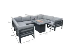 Monstershop Gartenmöbel-Sets|Lounge-Gartenmöbel|Modulares Gartenlounge Set mit integrierter Feuerstelle