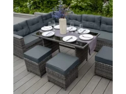 Monstershop Lounge-Gartenmöbel|Gartenmöbel-Sets|Polyrattan Gartenmöbel Set Grau