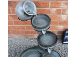 Solar Kaskadenbrunnen mit Akku Grau*Monstershop