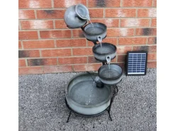 Solar Kaskadenbrunnen mit Akku Grau*Monstershop