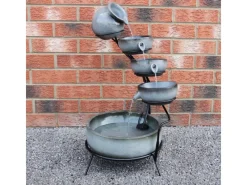 Solar Kaskadenbrunnen mit Akku Grau*Monstershop