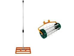Monstershop Rasenlüfter|Gartenhandgeräte|T Mech Rasenrakel 50cm und Rollender Rasenlüfter Orange