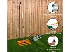 Monstershop Rasenlüfter|Gartenhandgeräte|T Mech Rasenrakel 50cm und Rollender Rasenlüfter Orange