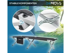 ® Campingbett Feldbett Gartenliege Campingbett bis 180 kg - klappbar inkl. Tragetasche für einfachen Transport*24Move Best
