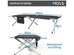 ® Campingbett Feldbett Gartenliege Campingbett bis 180 kg - klappbar inkl. Tragetasche für einfachen Transport*24Move Best