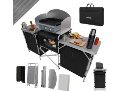 24Move Campingzubehör|Campingküche Campo Faltbar Alu Arbeitsplatte Staufächer