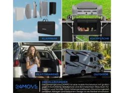 24Move Campingzubehör|Campingküche Campo Faltbar Alu Arbeitsplatte Staufächer