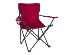 24Move Campingzubehör|Campingstuhl Faltstuhl rot mit Getränkehalter und Tragetasche Outdoor faltbar max. 100kg