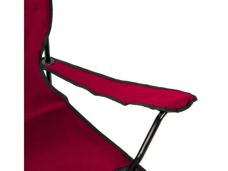 24Move Campingzubehör|Campingstuhl Faltstuhl rot mit Getränkehalter und Tragetasche Outdoor faltbar max. 100kg