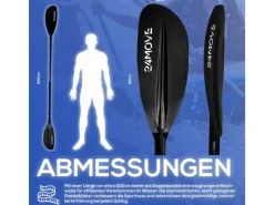 Doppelpaddel Aluminium Paddel Stand-Up Paddling Kajak 220CM Verstellbar Schwarz*24Move Clearance