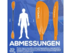 24Move Wassersport|Bootssport|Doppelpaddel Aluminium Paddel Stand-Up Paddling Kajak 220CM Verstellbar Koralle