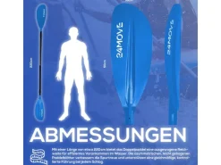 24Move Fitnessgeräte|Wassersport|Doppelpaddel Aluminium Paddel Stand-Up Paddling Kajak 220CM Verstellbar Blau