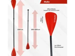 Paddel Doppelpaddel 2in1 - SUP Stand Up Board- Kajak - Aluminium 230cm - Rot*24Move New