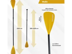 24Move Wassersport|Paddel Doppelpaddel 2in1 - SUP Stand Up Board- Kajak - Aluminium 230cm - Orange
