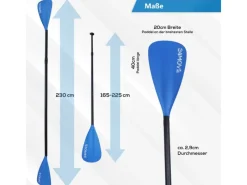 Paddel Doppelpaddel 2in1 - SUP Stand Up Board- Kajak - Aluminium 230cm - Blau*24Move Discount
