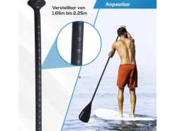Paddel Doppelpaddel 2in1 - SUP Stand Up Board- Kajak - Aluminium 230cm - Schwarz*24Move Online