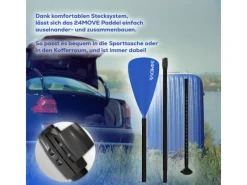 24Move Wassersport|Paddel Einzelpaddel - SUP Stand Up Board Stechpaddel - Aluminium 210cm - Blau
