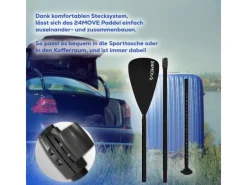 24Move Wassersport|Paddel Einzelpaddel - SUP Stand Up Board Stechpaddel - Aluminium 210cm - Schwarz