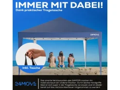 Pavillon 3x3m UV-Schutz 50+ Wasserdicht & winterfest mit Tasche Blau*24Move Outlet