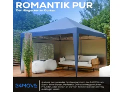 Pavillon 3x3m UV-Schutz 50+ Wasserdicht & winterfest mit Tasche Blau*24Move Outlet