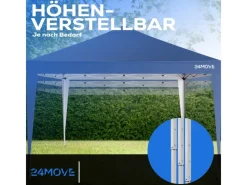 Pavillon 3x3m UV-Schutz 50+ Wasserdicht & winterfest mit Tasche Blau*24Move Outlet