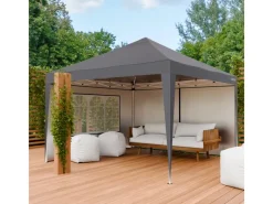 24Move Pavillons|Pavillon 3x3m UV-Schutz 50+ Wasserdicht & winterfest mit Tasche Grau