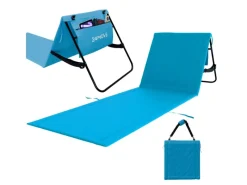 24Move Sonnenliegen|Strandmatte Klappbar Mit Rückenlehne&Tasche - Mit Gurt - Liegematte Blau