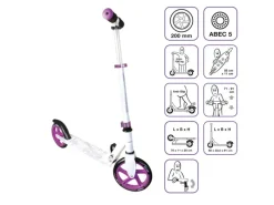 Muuwmi Aluminium Scooter Tretroller 200 mm ABEC 5 GS-Geprüft Höhenverstellbar Weiß-* Clearance