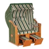 Strandkörbe|Natur24 Strandkorb Classic Halbliegemodell 2-Sitzer Grün mit beigen Nadelstreifen