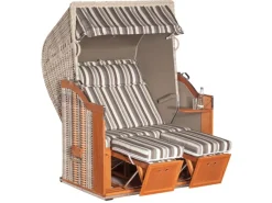 Strandkörbe|Natur24 Strandkorb Classic Halbliegemodell 2-Sitzer Antik Weiß Natur24 Classic Strandkorb Halbliegemodell 2-Sitzer Antik Weiß