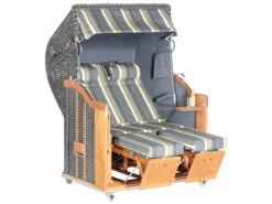 Strandkörbe|Natur24 Strandkorb Classic Halbliegemodell 2-Sitzer Anthrazit Gestreift