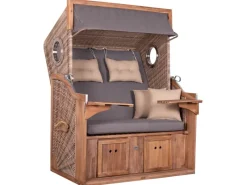 Strandkörbe|Natur24 Strandkorb FSC TRENDY PURE 135 x 92 x 165 cm PE Akazie Grau