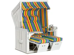 Natur24 Strandkorb Konsul Halbliegemodell 2-Sitzer Weiß* Outlet