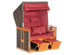 Natur24 Strandkorb Konsul Halbliegemodell 2-Sitzer Rot* New