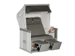 Strandkörbe|Natur24 Strandkorb Konsul Halbliegemodell 2-Sitzer Silber