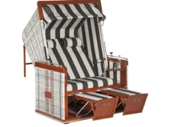 Strandkörbe|Natur24 Strandkorb Präsident Liegemodell 2-Sitzer Weiß