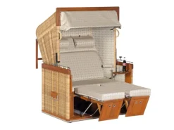 Strandkörbe|Natur24 Strandkorb Präsident Liegemodell 2-Sitzer Rattanoptik