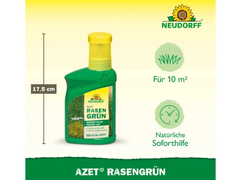 Neudorff Rasenwalze|Gartenwalze|Eisendünger Azet Rasengrün 250 ml