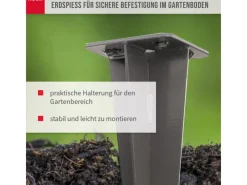 Noor Zubehör Für Sonnenschutz|Bodenhülse Erdspiess Seitenmarkise Exklusiv 115 mm x 115 mm x 465 mm Metall