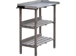 Pflanztisch aus Holz 76 x 38 x 89 cm Ablageboden und Verzinkte Arbeitsplatte*NYVI Best