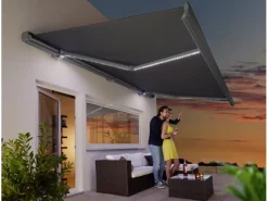 OBI Outdoor Living Markisen|OBI Kassettenmarkise LED Fabiona 400 cm x 250 cm Tuch Anthrazit