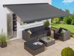 OBI Outdoor Living Markisen|OBI Kassettenmarkise LED Fabiona 400 cm x 250 cm Tuch Anthrazit