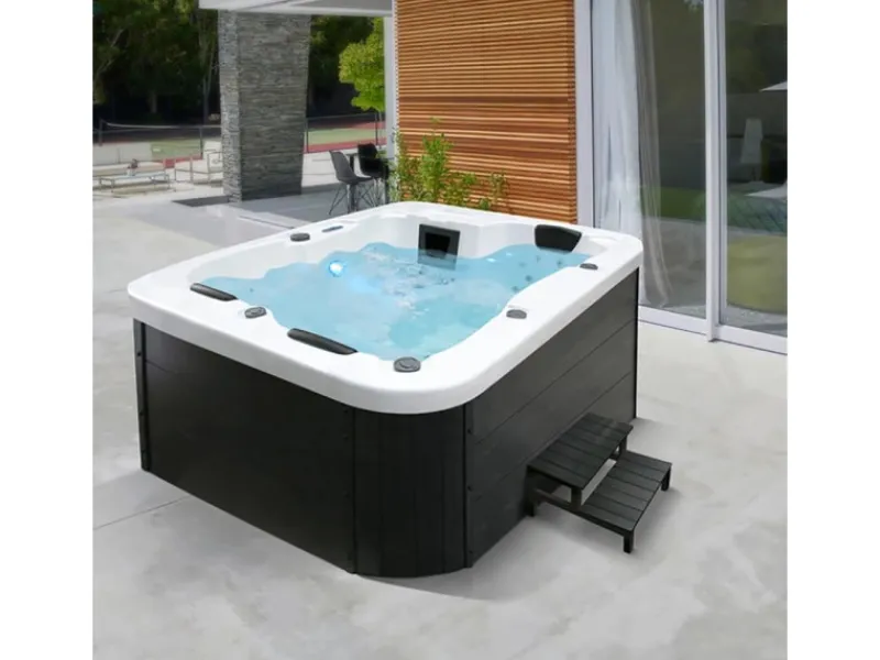 Home Deluxe Outdoor Whirlpools|Outdoor Whirlpool White Marble Pure ohne Treppe und Thermoabdeckung