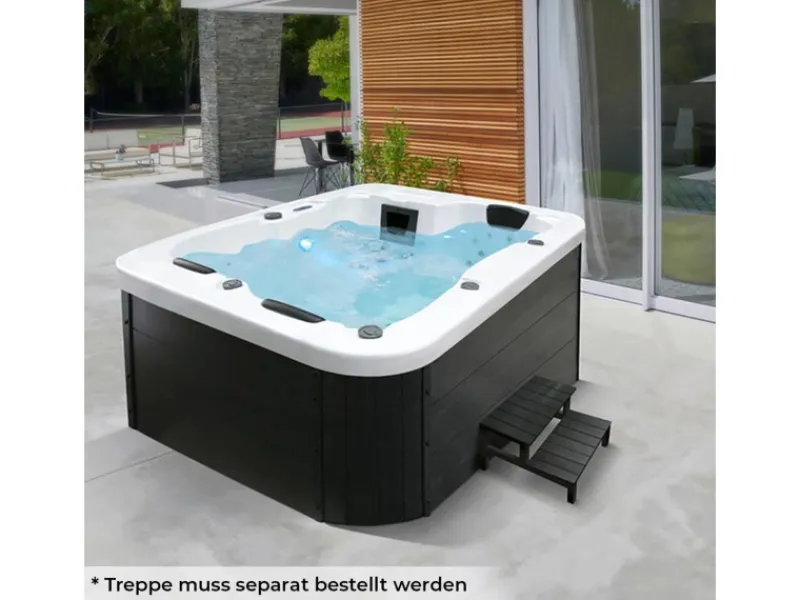 Home Deluxe Outdoor Whirlpools|Outdoor Whirlpool White Marble Pure ohne Treppe und Thermoabdeckung