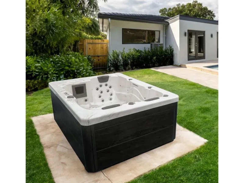 Home Deluxe Outdoor Whirlpools|Outdoor Whirlpool White Marble Pure ohne Treppe und Thermoabdeckung
