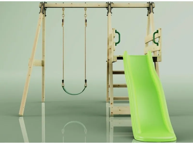 OutdoorToys Outdoor-Spielzeug|Gartenspielgeräte|Schaukel Orchidee aus Holz in Hellgrün mit Kinderschaukel