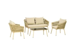 Outsunny Lounge-Gartenmöbel|Gartenmöbel-Sets|4 Tlg. Gartenmöbel-Set mit Kissen für Garten Terrasse