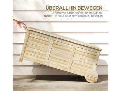 Outsunny Auflagenboxen|Auflagenbox Tannenholz Naturholz 110L x 50B x 50H cm