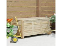 Outsunny Auflagenboxen|Auflagenbox Tannenholz Naturholz 110L x 50B x 50H cm